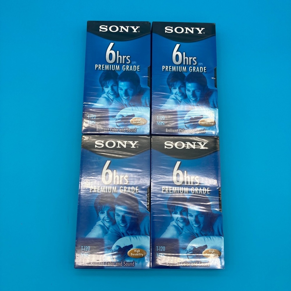 Sony Premium Grade T-120 VHS Blank Video Tapes - 4 Pack New Sealed